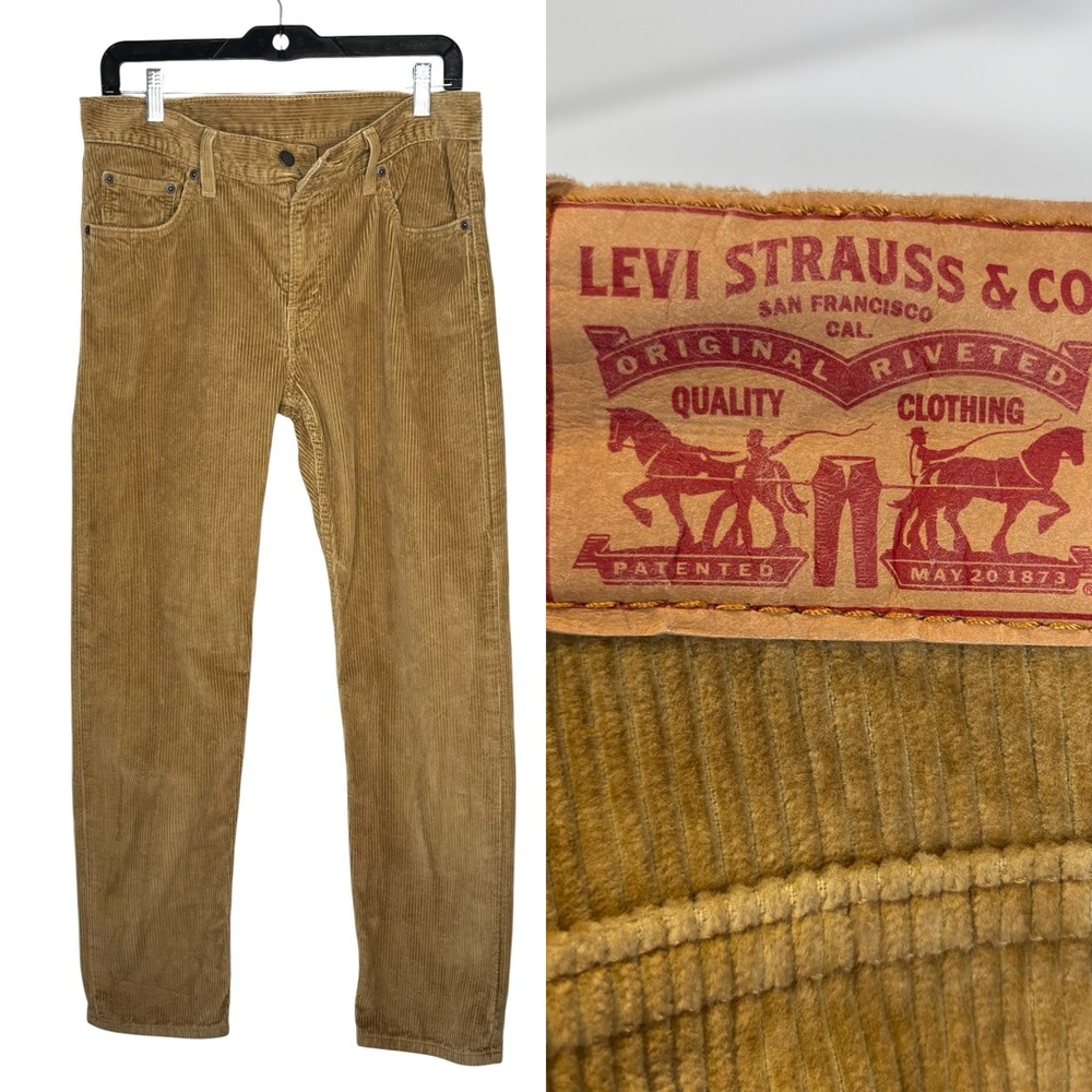 Levi's 505 Corduroy Pants Men's Golden Tan Straight Leg Cotton 5 Pocket 29/30